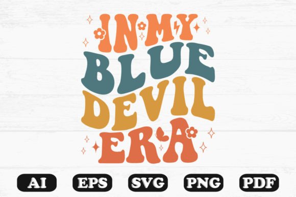 In My Blue Devil Era Retro Wavy Svg for Crafts and Graphics