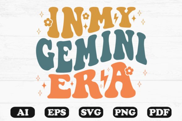 In My Gemini Era Retro Wavy Svg Graphics for Crafts