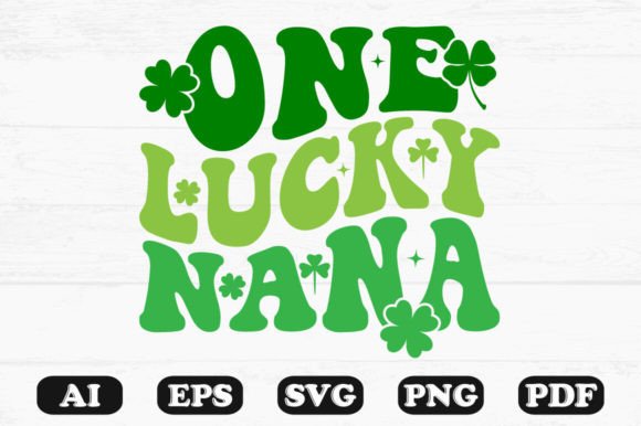 One Lucky Nana Retro Wavy Svg T-shirt Graphics for Crafts